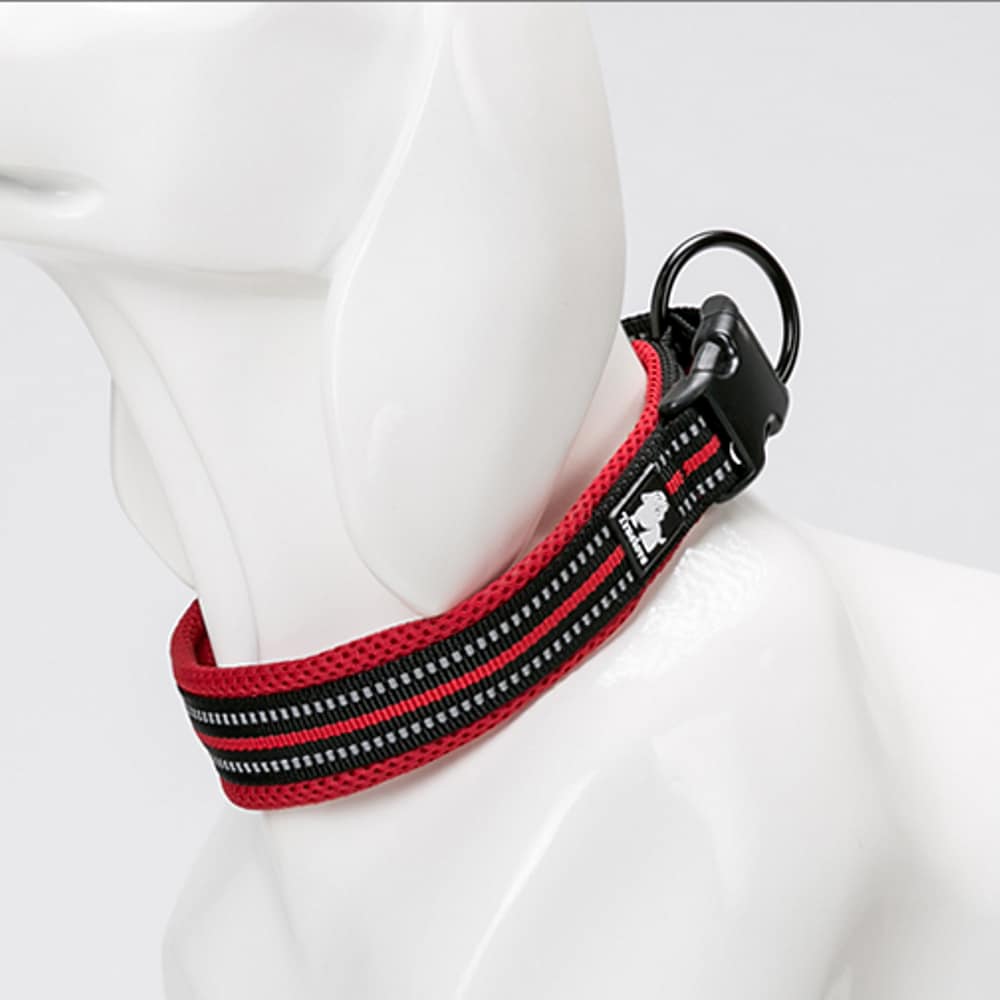 Truelove-mesh-polstret-halsbånd-i-rød-og-sort