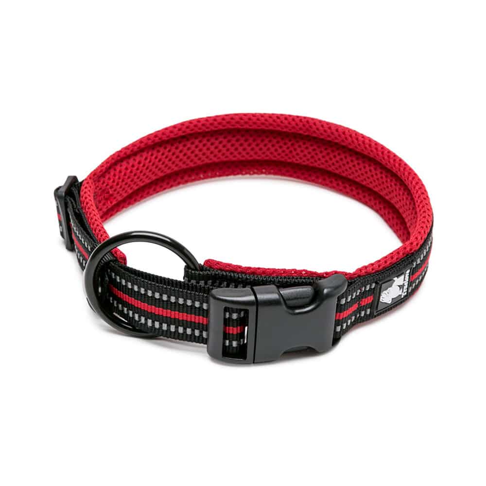 Truelove-mesh-polstret-halsbånd-i-rød-og-sort