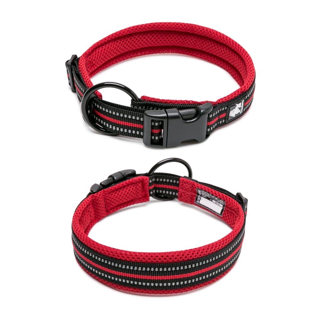 Truelove-mech-polstret-hundehalsbånd-i-sort-og-rød