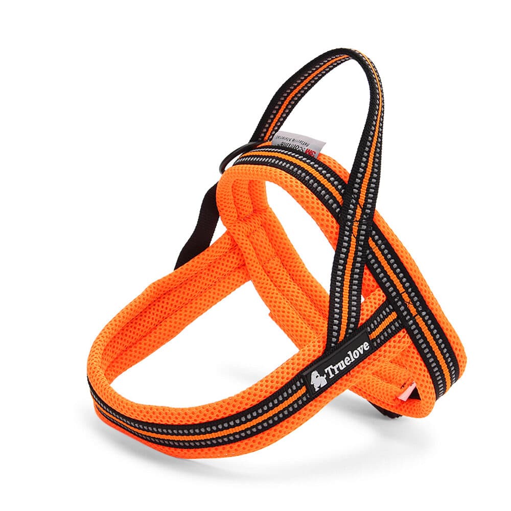 orange-hundesele-i-blød-mesh-og-3M-reflekterende-nylontråd
